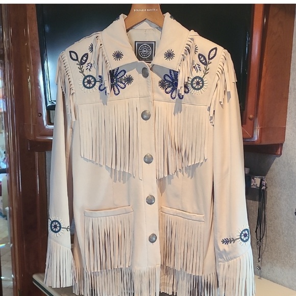 Double D Ranch leather fringe Dunway Jacket embroidered concho RTL $1095 S NWOT - Picture 7 of 16